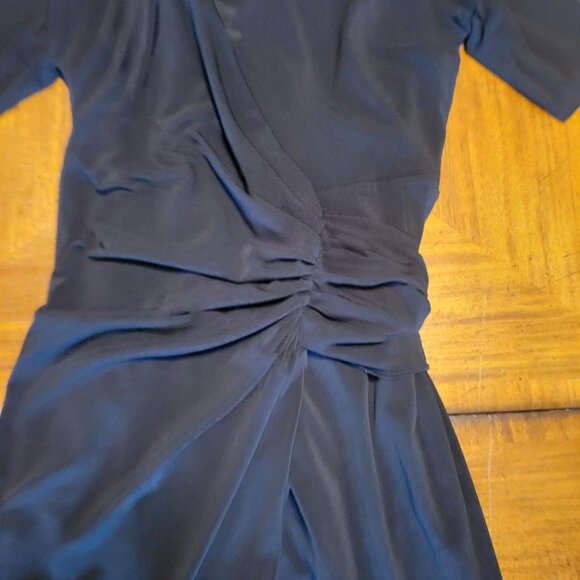 Ann Taylor Black Wrap Top Dress with Gathered Banding at Waist - Picture 6 of 14